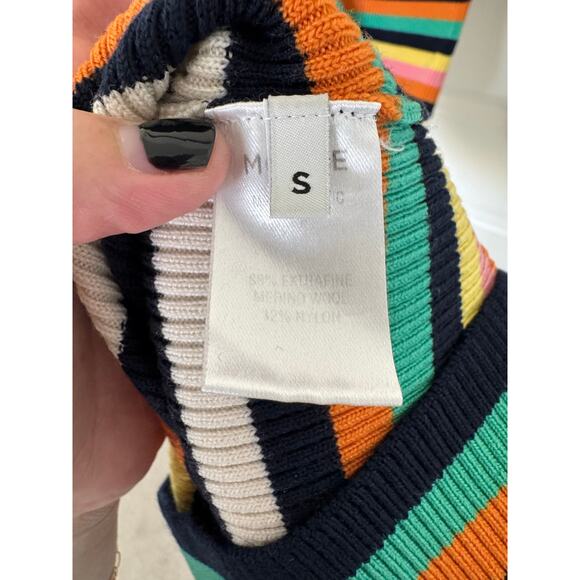 Monse One Sleeve Halter Merino Wool Striped Ribbed Knit 
Midi Dress Small - Picture 5 of 5